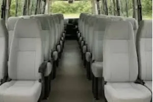 Comfortable interior seating of 35 seater Bharat Benz bus for corporate group tours