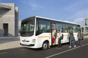 49-seater Bharat Benz bus exterior for corporate group travel in Kerala
