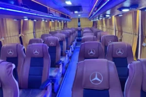 Premium interior seating of Bharat Benz 49 seater corporate bus
