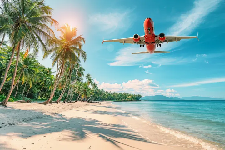 Kerala tourism destinations showcasing palm-lined beaches, blue skies, and scenic coastal landscapes