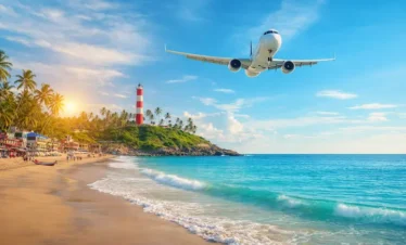 Kerala Beach Tour Package 6 Days showcasing Marari Beach, Varkala Cliff Beach, and Kovalam Beach with golden sands, turquoise waters, and coastal scenery
