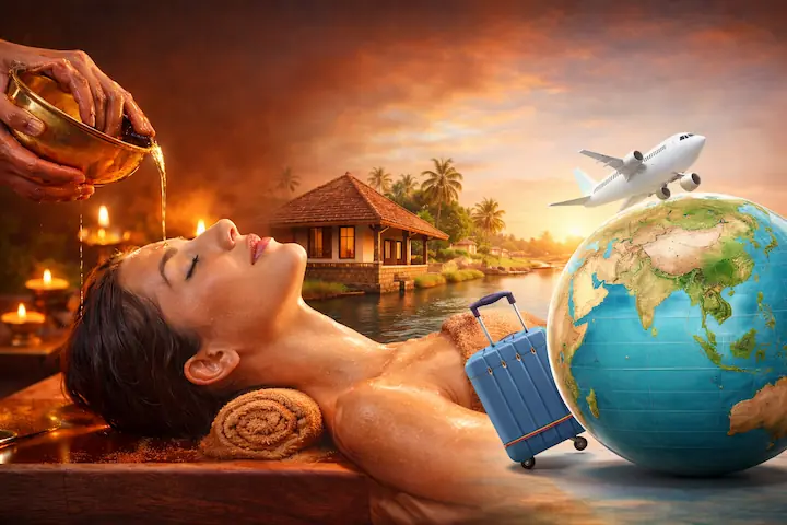 panchakarma 7 days kumarakom ayurveda oil massage therapy with backwater resort setting in Kerala