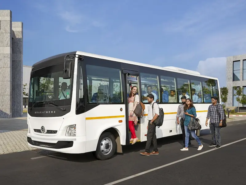 49 seater Bharat Benz bus exterior for Kerala group tour package