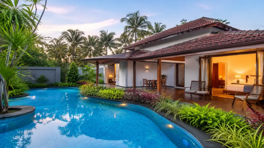 Kerala Luxury Tour Package 7 Days meandering pool villa at Kumarakom Lake Resort