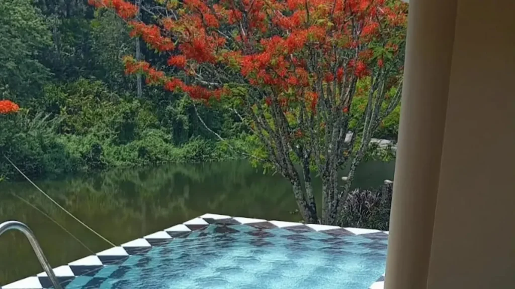 Kerala Luxury Tour Package 7 Days riverside pool villa view at Blanket Hotel and Spa Munnar